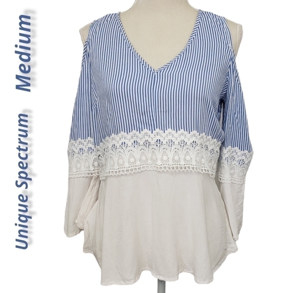 UNIQUE Spectrum Cold Should Bell Sleeve Top M VGUC - Picture 1 of 13